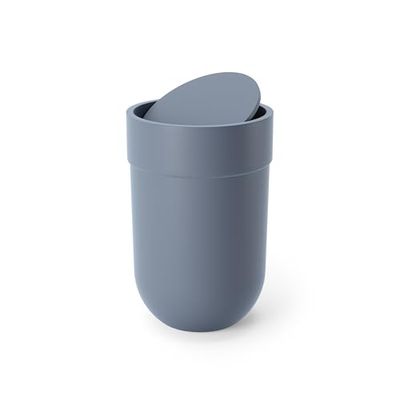 Umbra Touch Waste Can, Small 1.6 Gallon Trash Can with Lid, Swing Lid Waste Basket, Garbage Can with Lid for Washroom/Bathroom, Soft Touch, Slate Blue