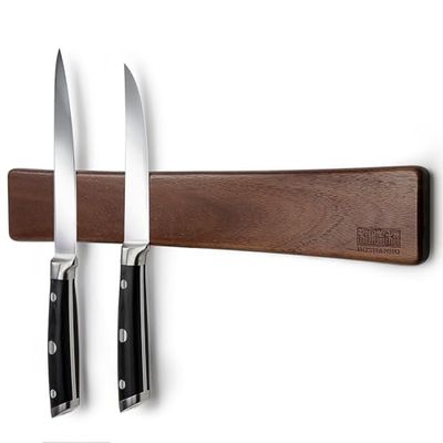 HOSHANHO Magnetic Knife Strips, Magnetic Knife Holder for Wall, Acacia Wood Knife Magnetic Strip Use as Knife Bar, Knife Holder for Kitchen Utensil Organizer, 40cm/16in