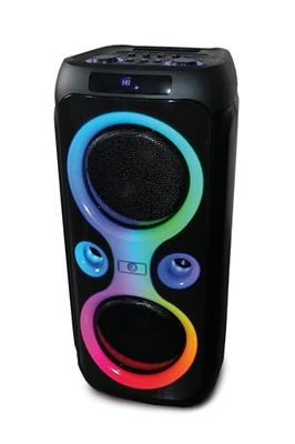 R-MUSIC - Roller Box - Altavoz High Power - 7h de autonomía, Luces y música en Ritmo - Karaoke y Guitarra - Puerto USB, AUX, Micro SD y función de Radio - Mango y Ruedas