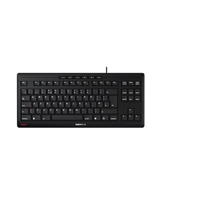 CHERRY STREAM KEYBOARD TKL, clavier mécanique filaire sans pavé numérique, Disposition UK (QWERTY), Frappe silencieuse, Sensation de frappe unique, Noir