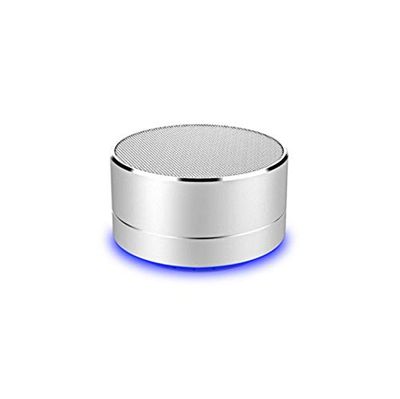 Luidspreker, metaal, Bluetooth, voor Samsung Galaxy J4+, smartphone, USB-poort, TF-kaart, auxiliar-luidspreker, Micro Mini (zilver)