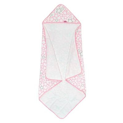 Ti TIN Capa de baño para bebé con Capucha con Motivos de estrellitas Color Rosa, 100x100 cm, Rizo de algodón 90%, Extra Suave y Absorbente, Apta para Secadora