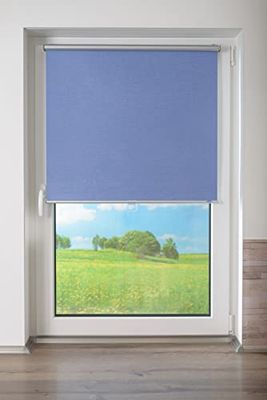 K-home® Tenda a rullo termica, con struttura moderna, tessuto jeans, larghezza 115 x altezza 150 cm