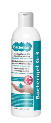 BACTERIGEL G-3 500ml, Gel de manos desinfectante autosecante, Antiséptico para la piel sana, Testado bajo control dermatológico y pediátrico