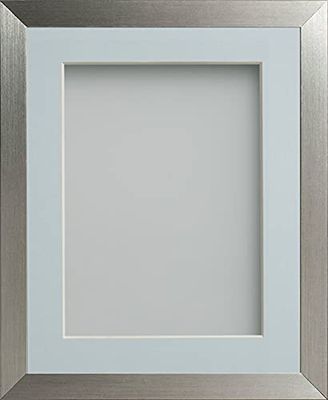 Frame Company Simpson Range Silver 8x6 inch Frame With Light Blue Mount for 5x3 inch *Choice of Sizes* Fitted with Real Glass