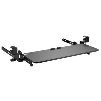 Maclean MC-462 justerbar tangentbordslåda 67 x 24 cm för montering under bord med C-klämfäste datortangentbordsstativ maximal belastning: 5 kg, höjdjustering