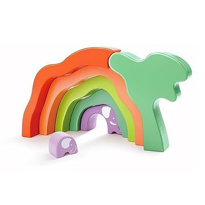Hape Apilable Safari de Elefantes | Juguete Educativo de Madera | Estimula la Imaginación y Habilidades Motoras | A Partir de 12 Meses