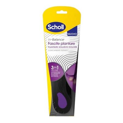 Scholl In-Balance - Plantilla con arco reforzado y soporte en el talón, para aliviar el dolor y fascitis plantar, talla S (37-39,5), 1 par, hombre y mujer