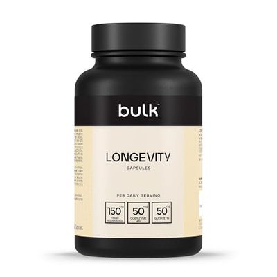 Bulk Longevity Capsules, Trans-Resveratrol, CoEnzyme Q10 (CoQ10), Quercitin, Cocoa Flavanols, Vitamin D3, Vitamin C, Zinc, Trimethglycine, Green Tea, 120 Capsules, 30 Servings, Packaging May Vary