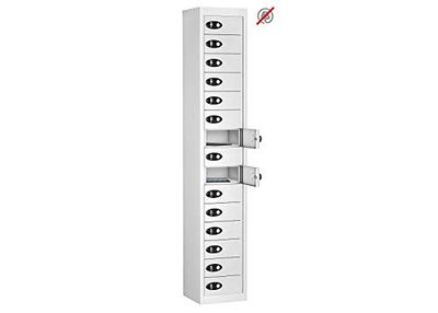 15 Door Tablet Storage Locker, White, Keypad Lock