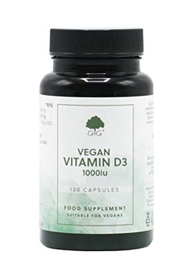 Vegan Vitamin D3 Capsules | 1000iu of Vitamin D3 per Capsule | Plant-Based D3 from Natural Lichen | 120 Capsules | G&G Vitamins