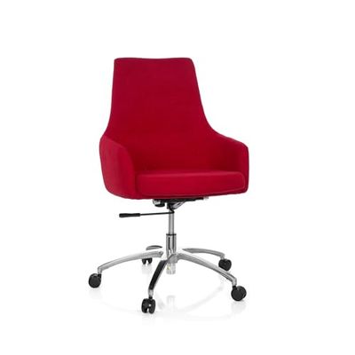 hjh OFFICE 670923 Fauteuil pivotant Design Shake 100 Tissu Rouge Fauteuil de Bureau pivotant réglable en Hauteur avec roulettes, Coussins Inclus