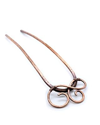 FineMetalDust - Forcina con spirali celtici in rame o ottone - Accessori donna regalo - Forcine per capelli lunghi