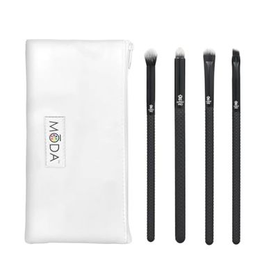 MODA Royal & Langnickel - Juego de 5 brochas de maquillaje con bolsa, incluye pliegues, ojos ahumados, difuminadores y lineales, color negro, BMX-BEK5