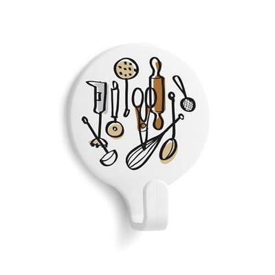 Zarivy Colgador Adhesivo Circular Decorativo, Ideal para Cocina, Resistente y fácil de Colocar, organizar Utensilios y Ahorrar Espacio.