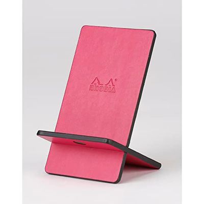 RHODIA 194429C - Support pour Téléphone Mobile Framboise - 8 x 8,5 x 13 cm - Extérieur Simili Cuir - Collection Home Office rama - Organisation de Bureau & Rangement Design