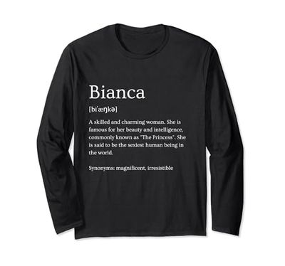 Nome Bianca Divertente Significato - Bianca Nome Personalizzato Maglia a Manica