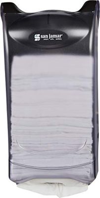 San Jamar H5005PCL Venue Wall Model Napkin Dispenser, Full fold, Control Face, 500+ Capacity, 400 mm H x 203 mm W x 184 mm D, Clear