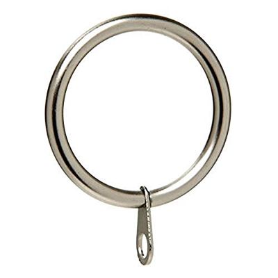 Merriway BH07020 gordijn staaf/paal ringen metaal met vast oog ID 50mm/ OD 60mm mat nikkel-Pack van 8, zilver toon