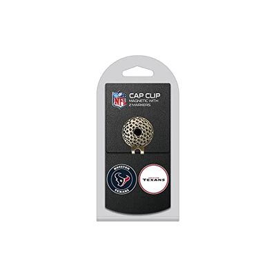 Team Golf NFL Houston Texans golfkeps klämma med 2 avtagbara dubbelsidiga emaljerade magnetiska bollmärkare, fästs enkelt på hattar