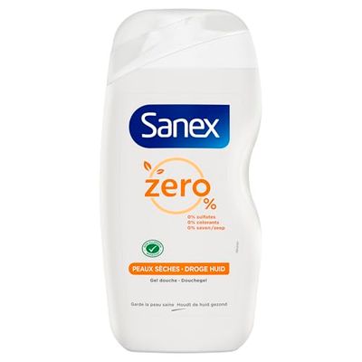 Sanex Gel de duche 0% de pele seca 500 ml, embalagem de 2