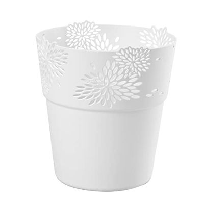 VERDENIA Aster - Vaso da fiori leggero con rivestimento decorativo per piante, per interni, in plastica, motivo traforato, in molti colori, 13 cm, 20527, bianco