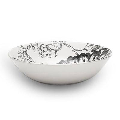 Wade WA967024BLK Botanical Night Cereal Bowl with Black Floral Design, Crafted from Earthenware, Made in Stoke-on-Trent, 19cm, Black