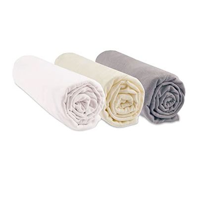 Set van 3 hoeslakens, 60 x 120 cm, babybed, wieg, paraplubed, 60 x 120 cm, biologisch katoen, hazelnootwit, ecru, rekbaar en ademend, gezonde slaap, merk Easy Dort | Oeko-Tex | Made in Europe