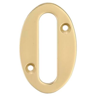 Amig Number 0 Polished Brass Interior and Exterior Screw-On Number 100 mm for Portals, Walls or House Faces, Gold Finish