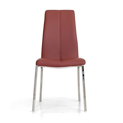 Italian Concept 129 uppsättning mika-stol-förkromad, konstläder, polyuretan, röd, 45 x 58 x 95 cm, 4 enheter