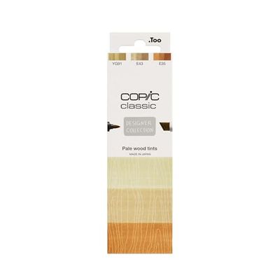 COPIC Classic DESIGNER COLLECTION Set Pale wood tints, Set de marqueurs avec 3 tons chauds de brun, marqueur Twin avec une pointe large et une pointe fine