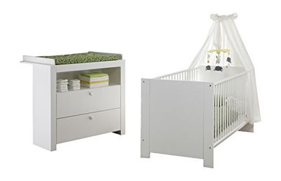 trendteam smart living 1553–606–01 Kit de Chambre de bébé OLIVIA 2 pièces Blanc, en bois de plastique E1, blanc, 100 x 100 x 100 cm