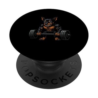 Miniature Pinscher Weightlifting Bodybuilder Workout Gym Dog PopSockets Adhesive PopGrip