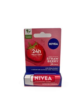 NIVEA Strawberry Shine Rossetto idratante curativo con burro di karité, oli e vitamine, 4,8 g