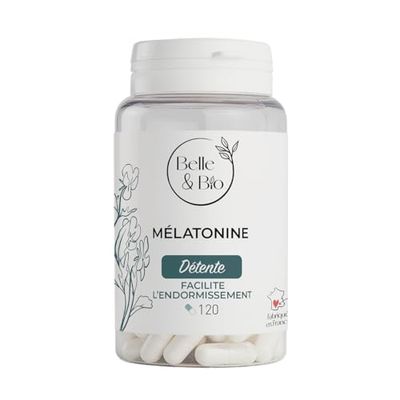 SOMMEIL PLUS SEREIN & ENDORMISSEMENT RAPIDE - Mélatonine - Pilulier 120 gélules - Cure 2 mois - Complément Alimentaire BELLE&BIO - Fabriqué en France