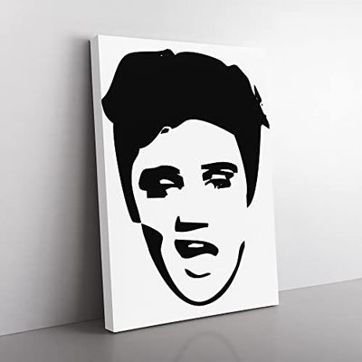 Elvis Presley Face Art Modern Canvas Wall Art Print Ready to Hang, Framed Picture for Living Room Bedroom Home Office Décor, 50x35 cm (20x14 Inch)