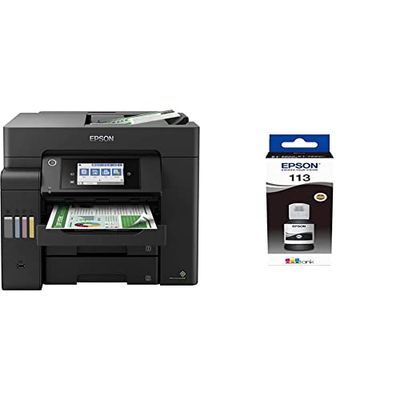 Epson EcoTank ET-5800, Stampante Multifunzione, Stampa Fronte/Retro & C13T06B140 inchiostro nero 127ml 7500 lati EcoTank bottiglia 5800 pigmentato, Taglia Unica