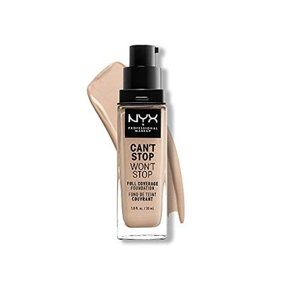 NYX Professional Makeup Can't Stop Won't Stop 24 Hour Full Coverage Foundation, Waterproof, Vegan, Matte Finish, Shade: Alabaster
