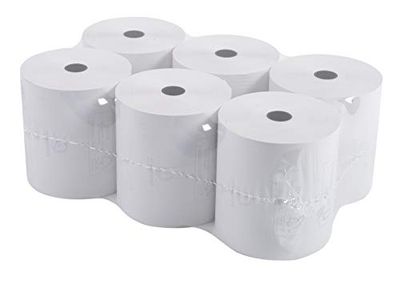 Exacompta - Réf. 43821E - Lot de 6 bobines pour tickets de caisse - largeur 80 mm x diamètre 70 mm - mandrin 12 mm - 1 pli thermique 48g/m² sans BpA - Métrage (+ ou - 2m) : 72 m - Blanc
