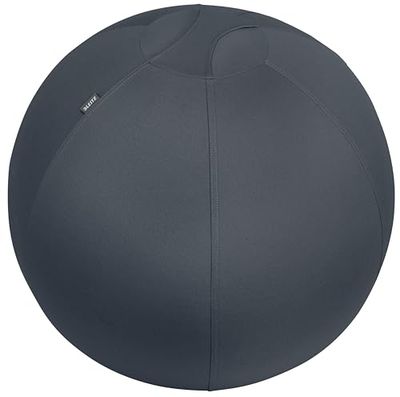 Leitz Actieve Zitbal, Ergonomisch Alternatief voor Bureaustoelen, Diameter van 65 Centimeter, Inclusief Stoffen Balhoes, Handluchtpomp en 2 x Pluggen, Ergo Cosy Assortiment, Fluweel Grijs, 52790089