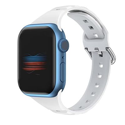 Armband compatibel met Apple Watch 42 mm/44 mm/45 mm, voor vrouwen en mannen, horlogeband voor Apple Watch Series 7/iWatch Series 7 6 5 4 3 2 1 SE (wit), Wit., 42mm/44mm/45mm