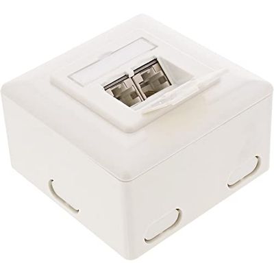 InLine 75602K Cat.6 anslutningsuttag AP/UP, 2x RJ45-uttag, RAL9010, vit, vertikal