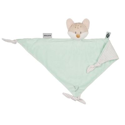 Nattou Duża chusta z poliestru, lis, towarzysz od urodzenia, ok. 62 cm, Flo, Oli & Ernest, Flo miętowa zieleń