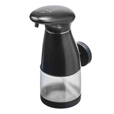 AMARE Distributeur de Savon de Luxe avec capteur Noir avec Batterie 48 x 8 x 5,5 cm Plastique Acier Inoxydable Seifenspender