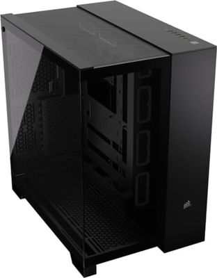 CORSAIR 6500X Media-Torre ATX Caja de PC de Doble Cámara - Cristal Templado Panorámico - Conexión Inversa Compatible con Placa Base - Sin Ventiladores Incluidos - Negro