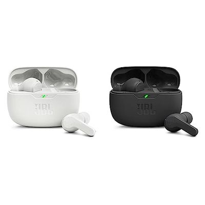 JBL Ecouteurs Intra-Auriculaires sans Fil Bluetooth Wave Beam (Blanc) & Ecouteurs Intra-Auriculaires sans Fil Bluetooth Wave Beam (Noir)