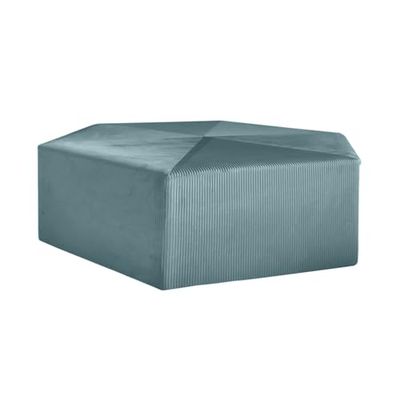 HOME DECO FACTORY HD6710 Pouf Velluto Cotele Giulia, Tessuto: Poliestere Imbottitura: Poliuretano Legno MDF, Anatra Blu, 75.00 x 75.00 x 30.00 cm