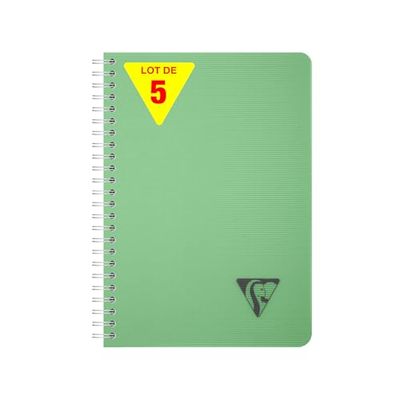 Clairefontaine 327501Cpack Linicolor ESSENCE Zestaw 5 notesów spiralnych Format: A5 14,8x21 cm 180 stron w kratkę biały papier 90 g przezroczysta okładka polipropylenowa zielony szałwiowy