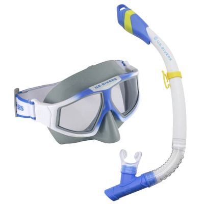 US.Divers Combo Avila-Kit per adulti per immersioni, maschera e boccaglio con spurgo con protezione UV, lenti antiappannamento e antiperdita, escursioni, snorkeling, uomo e donna, maschera in silicone