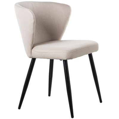 Set de 2 sillas de Poliester y Metal en Negro y Beige 56x57x77 cm
